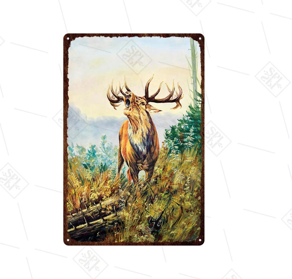 Animal Metal Sign Vintage Forest Park Doorplate Cat Bird Metal Tin Plate Fishing Plaque Bar Wall Sticker Farm Home Decoration