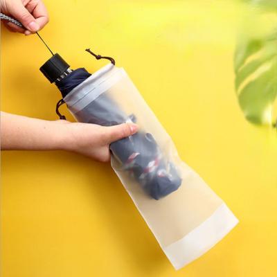 Plastik Torba Mat Saydam Şemsiye Saklama Çantası Yeniden Kullanılabilir Taşınabilir Şemsiye İpli Saklama Kapağı Ev Depolama Organizatör