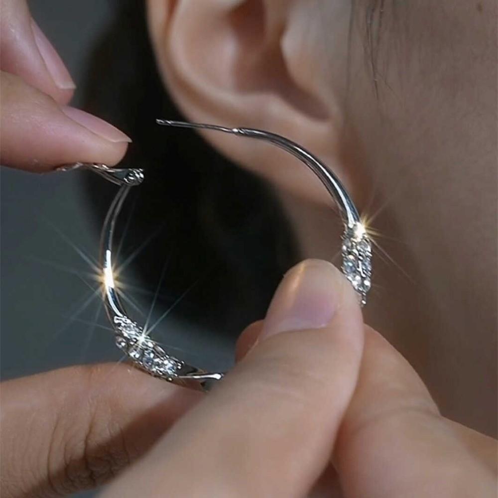 Exaggerated Hoop Earrings Light Luxury Women Ear Jewelry Temperament Large Round Earrings  Party