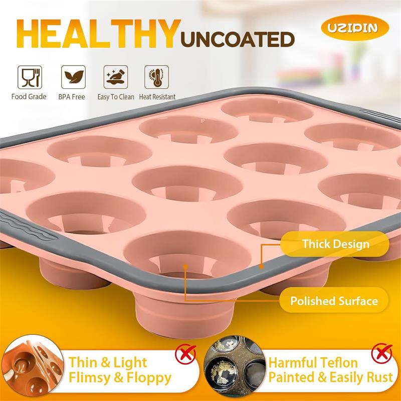 Baking Cupcake Pan Foldable Baking Pan Easy Clean Muffin Pan Flexible Under Heat