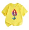 Kids Boys Girls Crew Neck Short Sleeve 100% Cotton T-Shirt Cute Rainbow Hair Mermaid Printed Casual Soft Tees for Summer Daily Wear Birthday Gift for