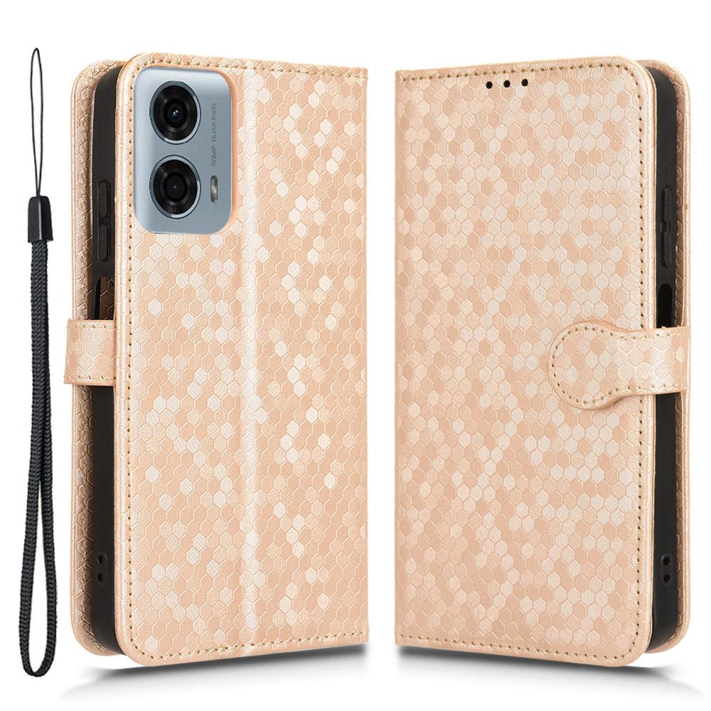 For Motorola Moto G45 5G/G34 5G Flip Leather Case Wallet Cover Dot Pattern Imprinted