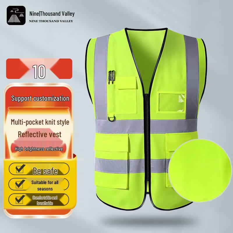 High-Visibility Reflective Safety Vest (Pack of 10) One Size (Pack of 10)