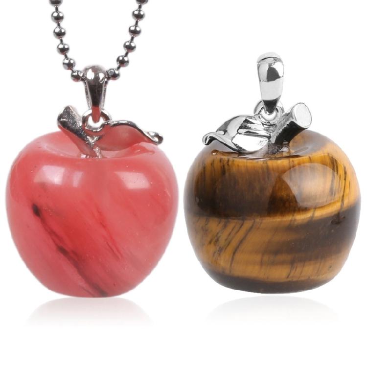 Unique Natural Stone Necklace Adjustable Chain Necklace Apples Pendant Necklace Stone Texture for Stylish Women Present