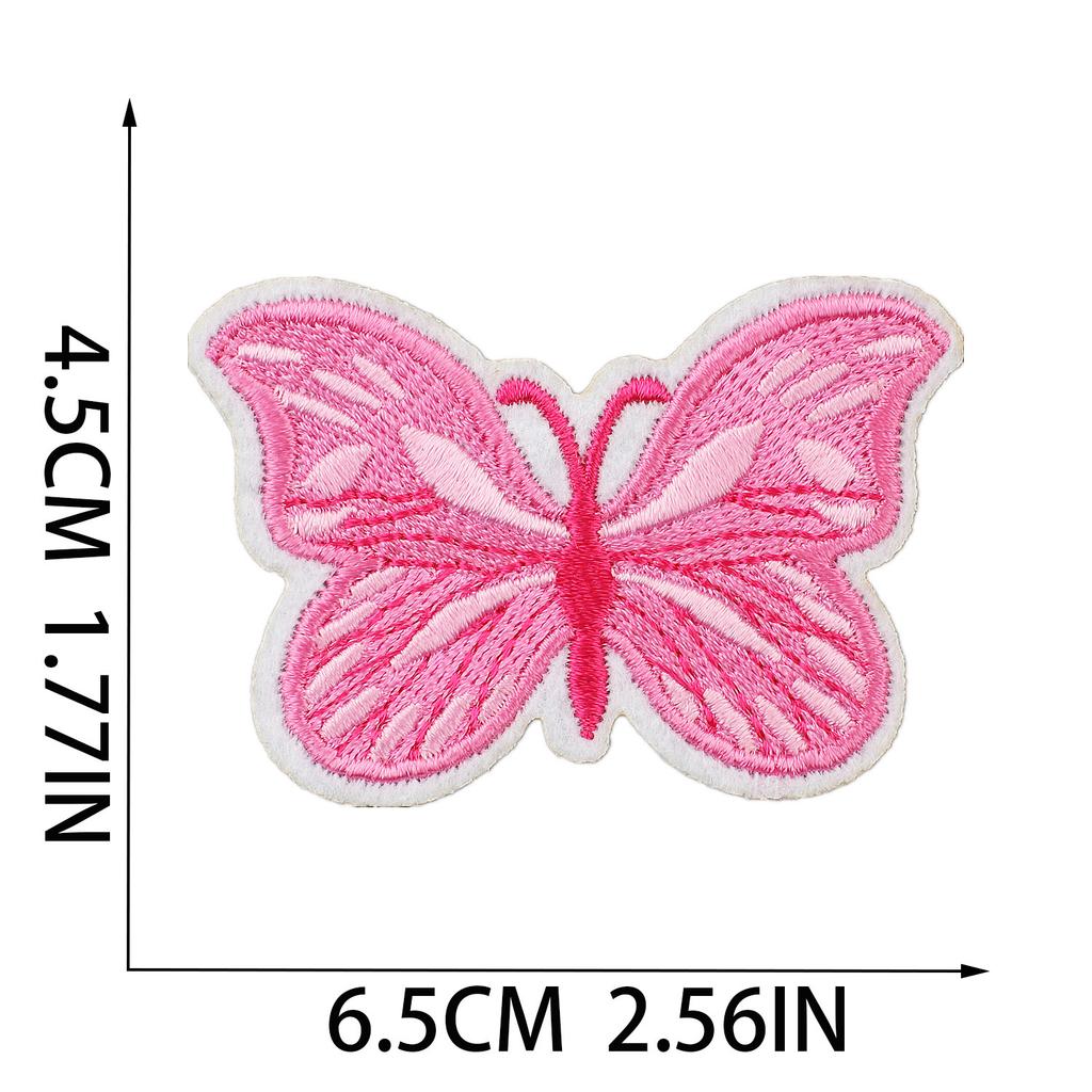 New Pink Butterfly Embroidery Cloth Sticker Cartoon Bus Patch Sticker Bag Decoration Flower Embroidery Label