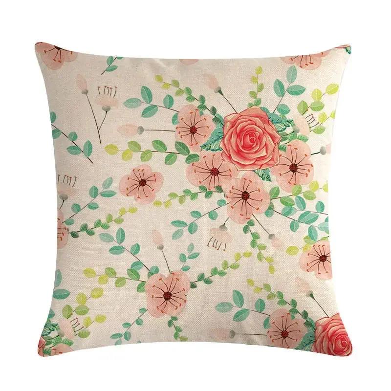 Plant Flowers Bird Linen Pillowcase Furniture Decoration Living Room Bedroom Sofa Car Cushion Pillowcase 45*45Cm