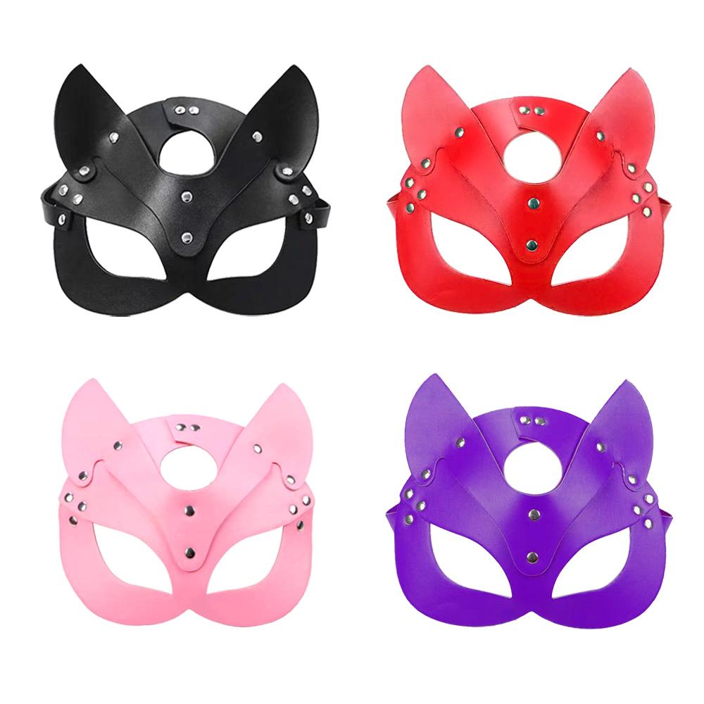 SM Women Sexy Leather Mask Bdsm Cat Half Mask Party Cosplay Sex Costume Slave Eye Mask Stage Performance Adult Game