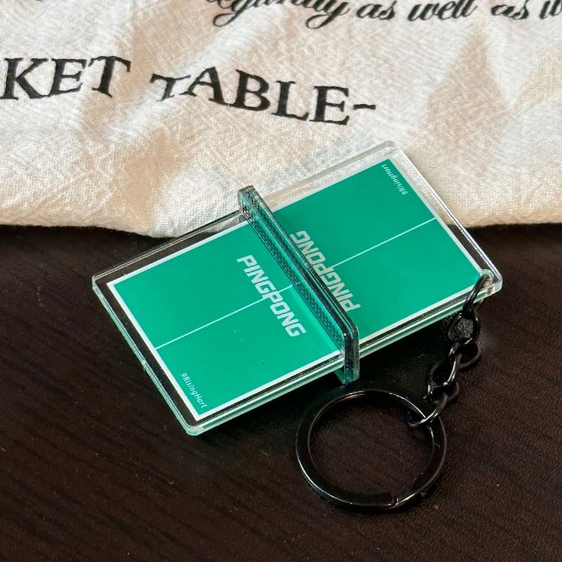 Acrylic Ping Pong Table Keychain Double Sided Mini 3D Sports Keyring Bag Pendant Car Key Chains Souvenir Gift