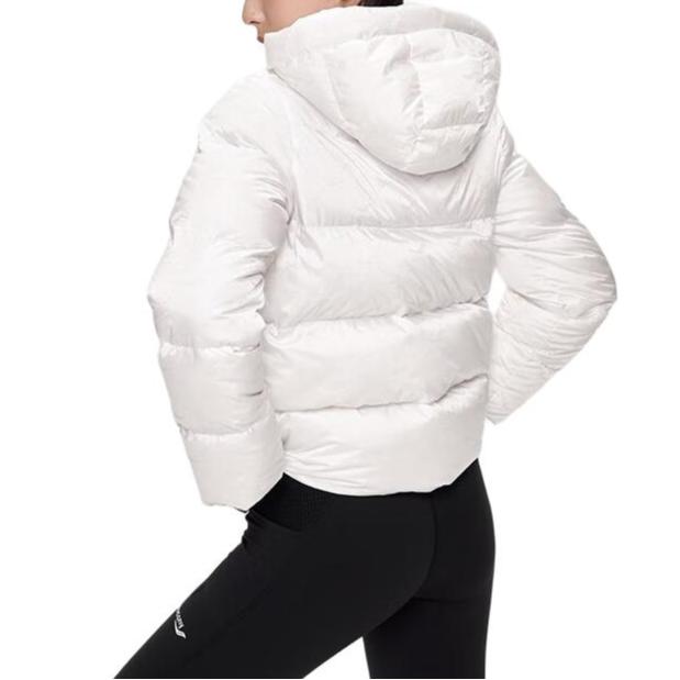 SAUCONY Solid Color Hooded Woven Jacket Down Coat Women Outerwear Pearl-White SC1230098A-WT02
