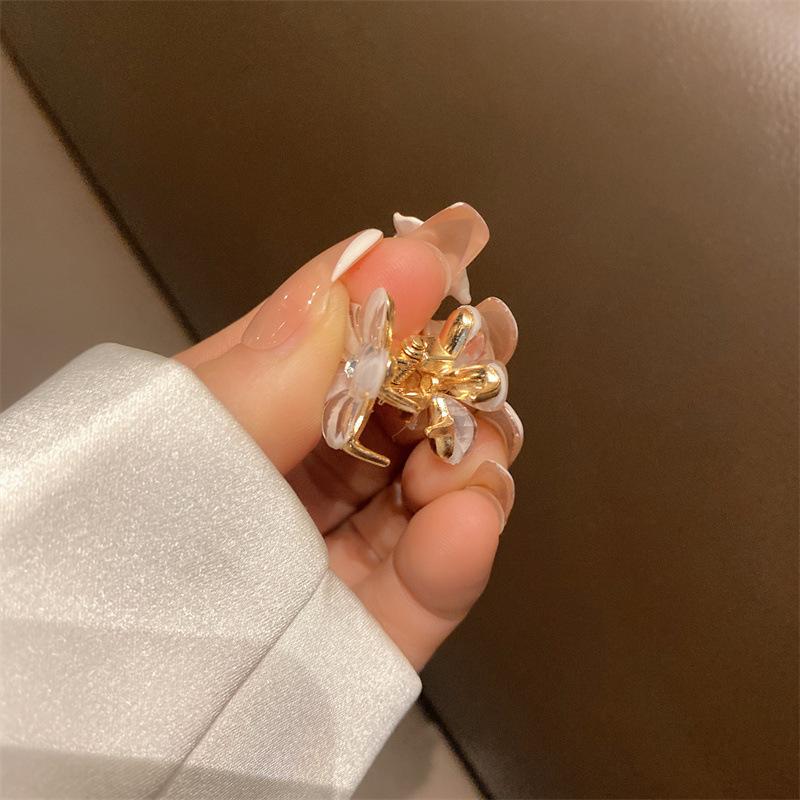 10PCS Crystal Hair Accessory with Fresh Small Grip Clip Side Clip Headwear with Broken Hair Hairpins Camellia Alloy Hair Clip