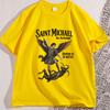 Sanit Michael T-Shirt Vintage Herren Damen Erzengel T-Shirt Katholischer Heiliger Christliches T-Shirt Lässig Rundhals Bedrucktes T-Shirt