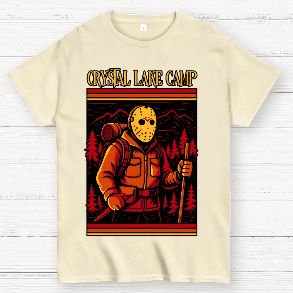 Retro Slasher Camping Halloween Unisex 100% Cotton Summer Casual Cool Loose T-Shirt