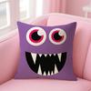 Cartoon Monster'S Eyes Cushion Cover Natural Linen Pillow Case Double-Sided Print Decorative Sofa Pillowcase Home Decor Gift