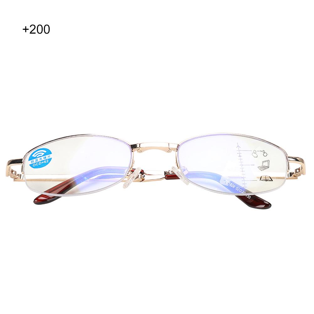 Multifocal Progressive Presbyopic Glasses Blue Light Blocking Reading Glasses for Men Women(+200
