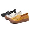 Spring and Summer Genuine Leather Mother's Shoes Women's Korean Version One Foot Kick Round Toe Hollow Single Shoes Women's Casual Shoes Hole Shoes