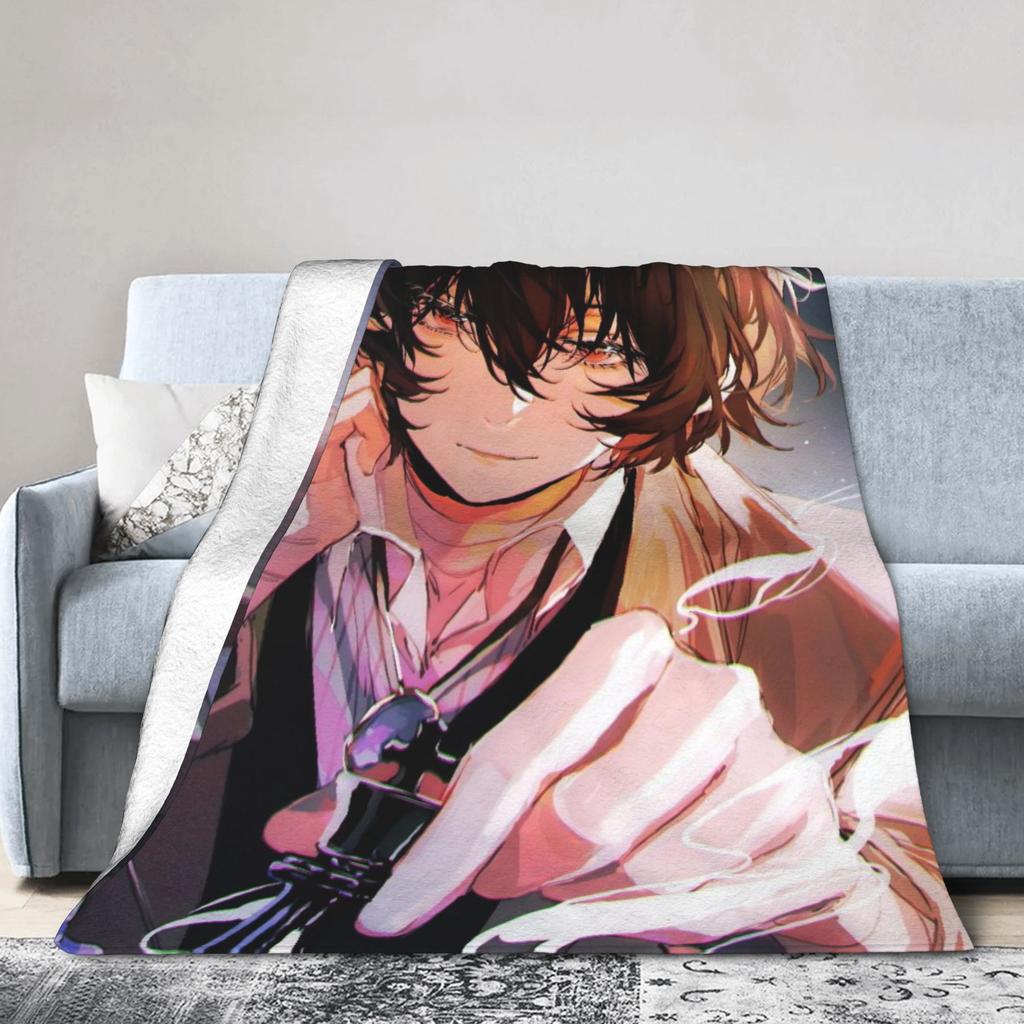 Dazai Bungo Stray Dogs Blankets Super Soft Funny Plush Throw Blanket For Kids Adult Couch Bed Flannel Bedspread Bed Cover