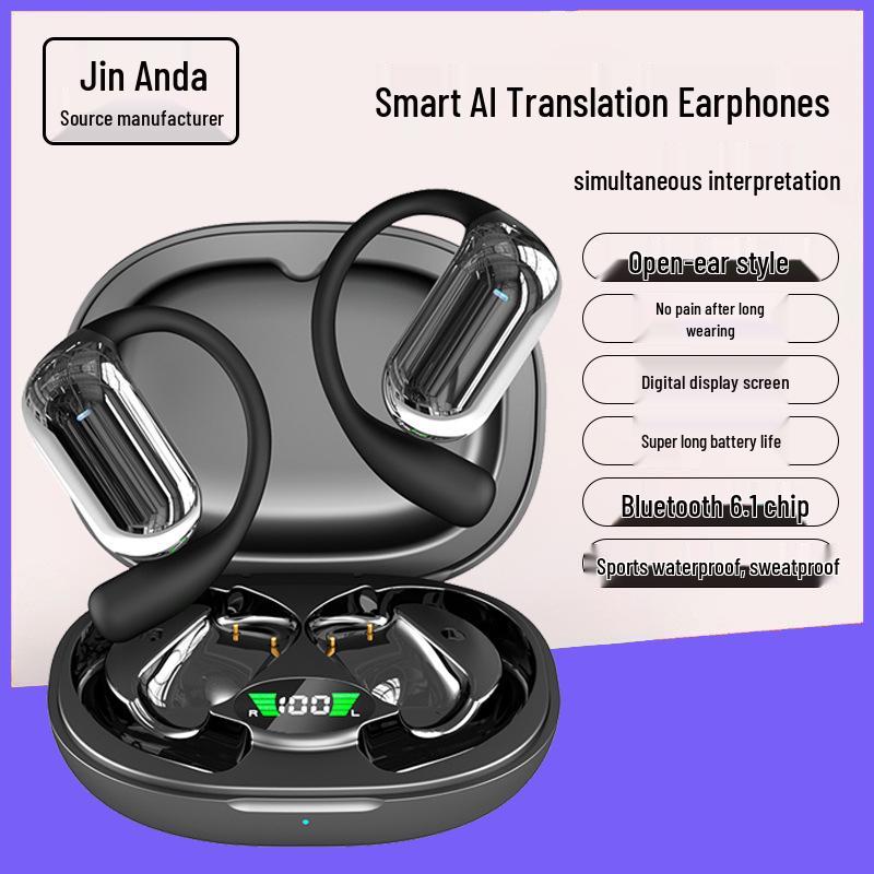AI Smart Translation Bluetooth Sport Earhook Earphones - Wireless & Long Battery Life Q16S