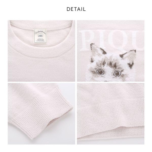 Gelato Pique CAT Jacquard Pullover Free Women's (BE-Beige, Size)