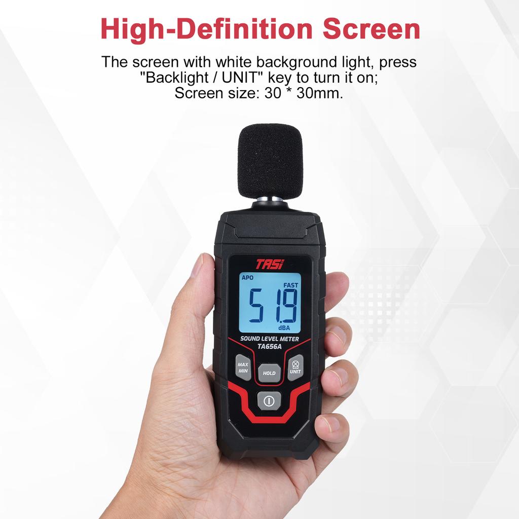TASI TA656A 30~130dB Zvukoměr Decibelmetr Zvukový Detektor Zvukový Měřič hluku 0,1dB