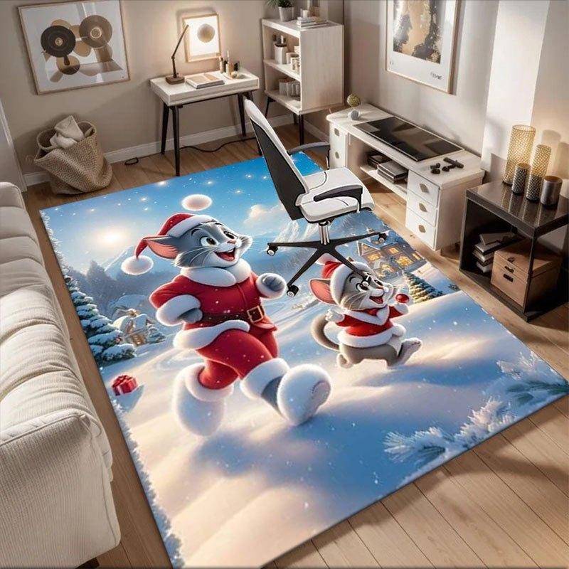 Christmas Tom and Jerry Santa Claus Snowscape Wall Art PrintOffice Mat Home Decor Gift For Halloween & Christmas LD123 60cm by 90cm
