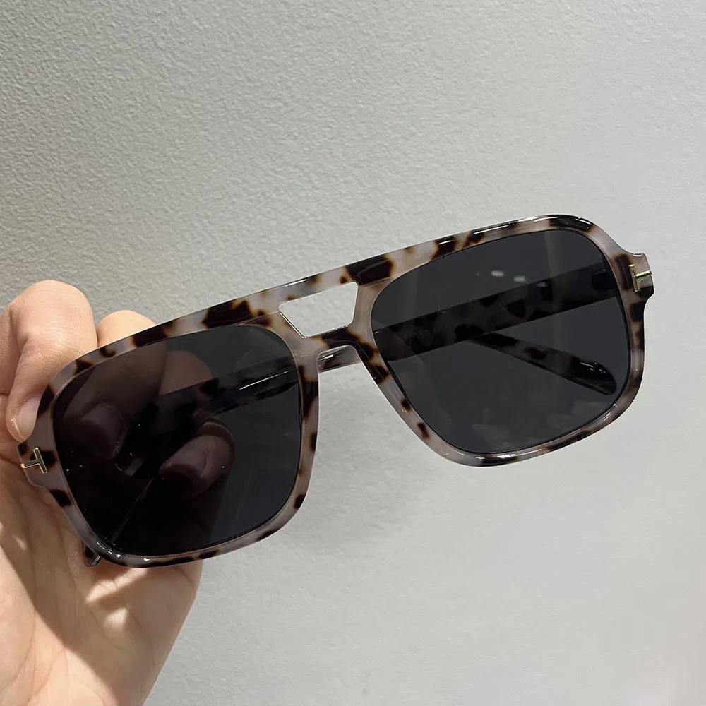 Vintage Classic Brand Designer Double Bridge Square Sunglasses Women For Men Male Luxury Sun Glasses Punk Big Frame Shades UV400