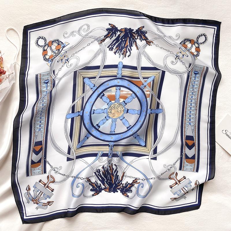 Spring/Summer Leisure Neckerchief 70*70cm Square Scarf Breathable Imitation Silk Hijab Women’s Fashion Print Shawl
