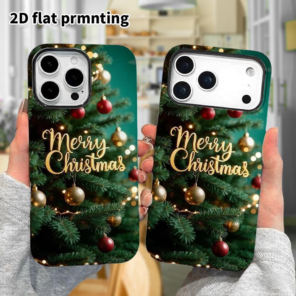 Phone Case: 2D Flat Design Suitable for iPhone 18, 17, 16, 15, 14, 13 Pro Film Protective Case, Couple Style, Vintage Green Tone, Christmas and Hallow