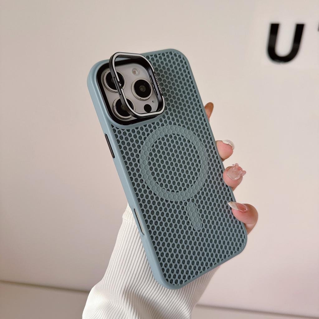 Shockproof Heat Dissipation Phone Case For iPhone 16 Pro Max 15 14 Plus 13 12 11 Pro Max  For Magsafe Metal Lens Stand Back Case