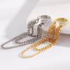 Temperament No Ear Piercings Long Tassel Chain Micro-inlay Zircon Clip Earrings for Women Trendy Punk Gold Tone Ear Cuff Jewelry