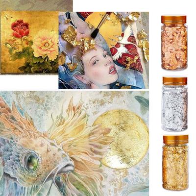 3 Bottles Gold Leaf Flakes Resin Epoxy Mold Art Decoration Gold Foil Fillings Materials Gilding Decor Jewelry Making Tool