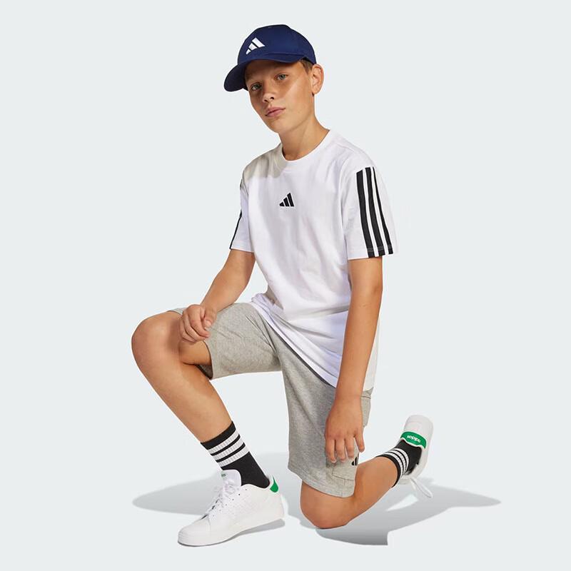 Adidas Kids' 3-Stripe Cotton Short Sleeve T-Shirt