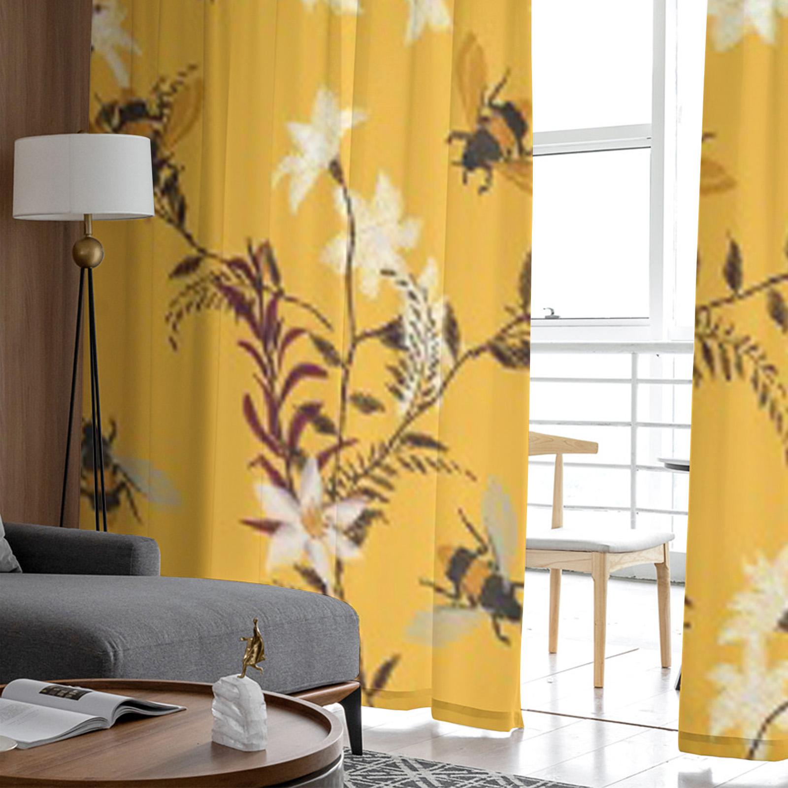 Роскошные шифоновые прозрачные шторы с изображением пчелы и бабочки для гостиной — фото 3