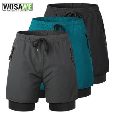 Wosawe Männer Frauen MTB Radfahren Padded Liner Zipper Taschen Atmungsaktive 2 in 1 Gepolsterte MTB Shorts