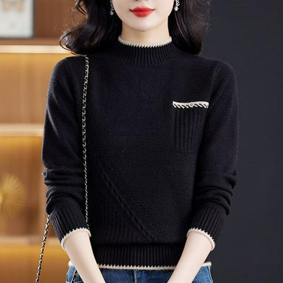 Stylish Loose High Neck Knitted Sweater - Thick, Warm Base Layer for Autumn/Winter
