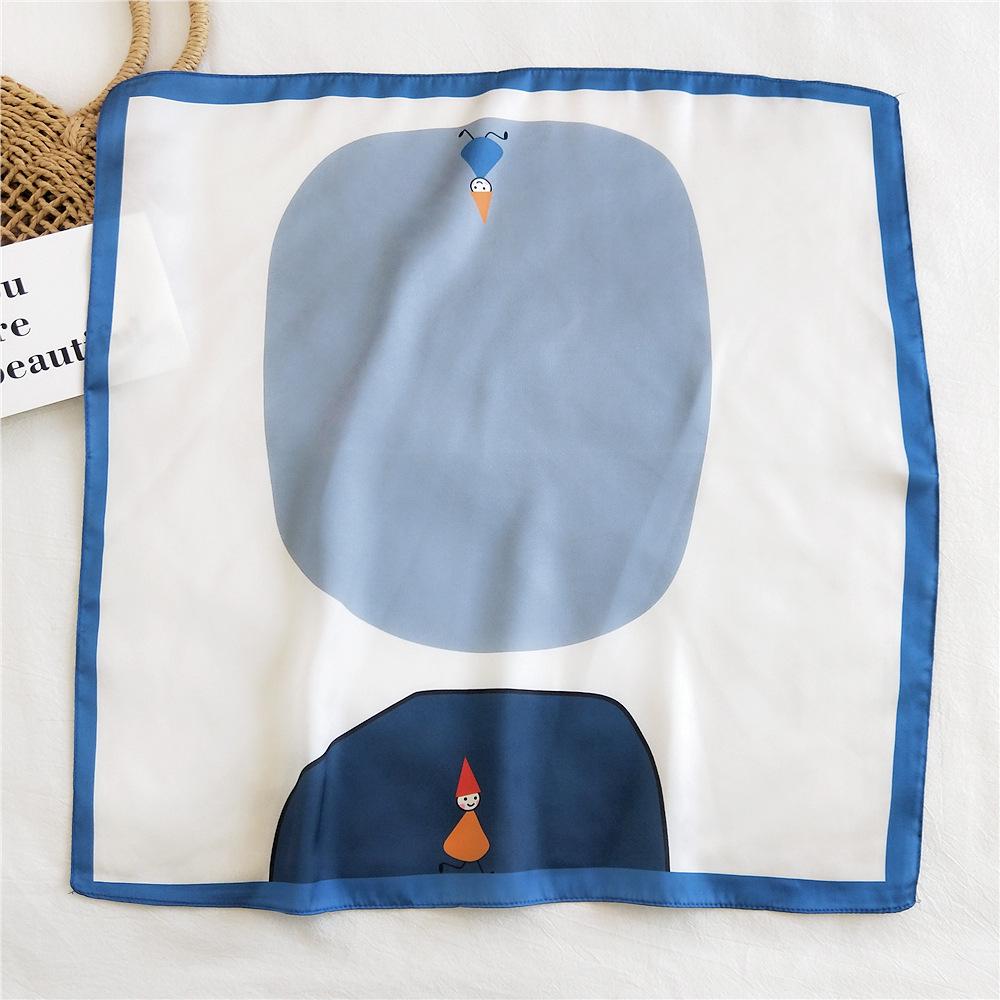 53cm Silk Square Scarf for Women: Elegant Korean Design for Spring, Summer, Autumn - Fashionable Digital Print Headscarf