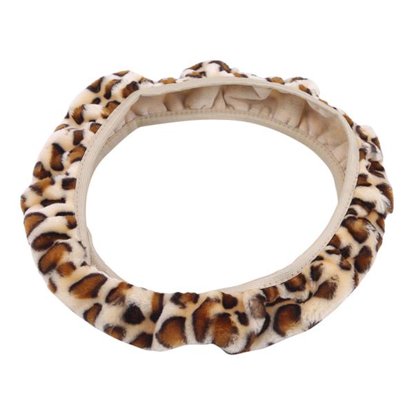 Pluszowy nadruk Leopard Print Pokrywa kierownicy Elastyczne antypoślizgowe materiały samochodowe