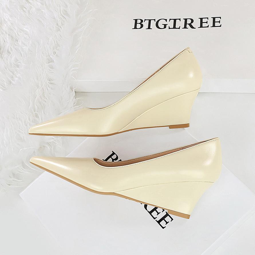 Pantofi cu toc înclinat cu toc înalt cu gură superficială și vârf ascuțit pentru slăbire, pantofi de damă pentru banchet, pantofi singuri, pantofi cu toc înclinat pentru femei