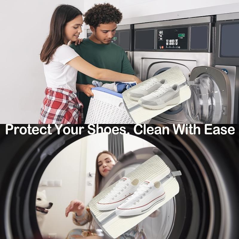 1pc Shoe Washing Machine Bag Laundry Dryer Safe Reusable Dustproof Cleaning Bag for Sports Tennis Shoes Stain Free White