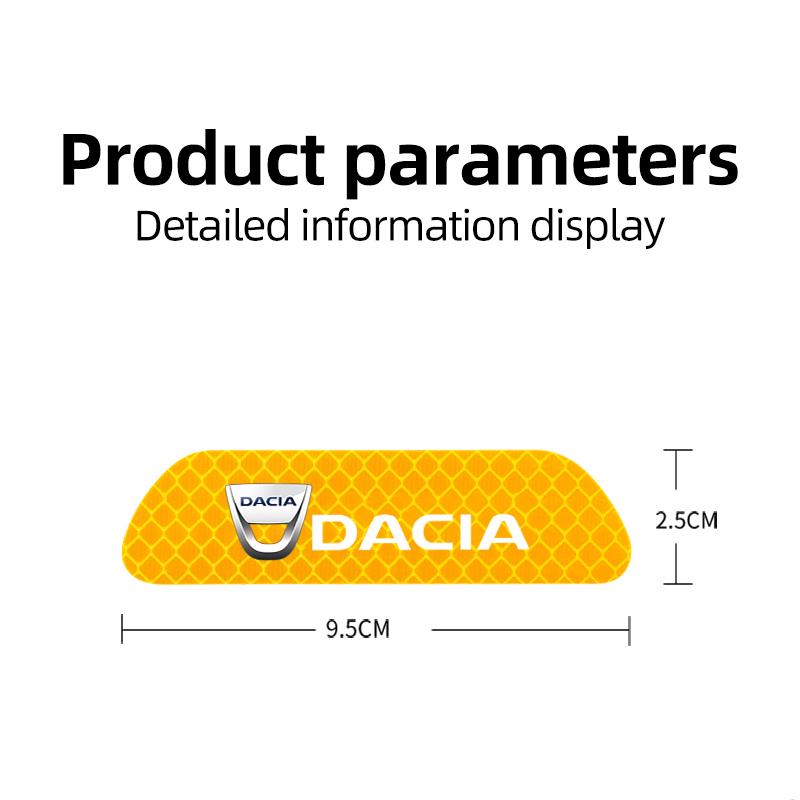 4Pcs Car Logo Sticker Door Reflective Mark Safety Warning For Dacia Duster Logan Spring Sandero Stepway Dokker Lodgy Jogger MCV
