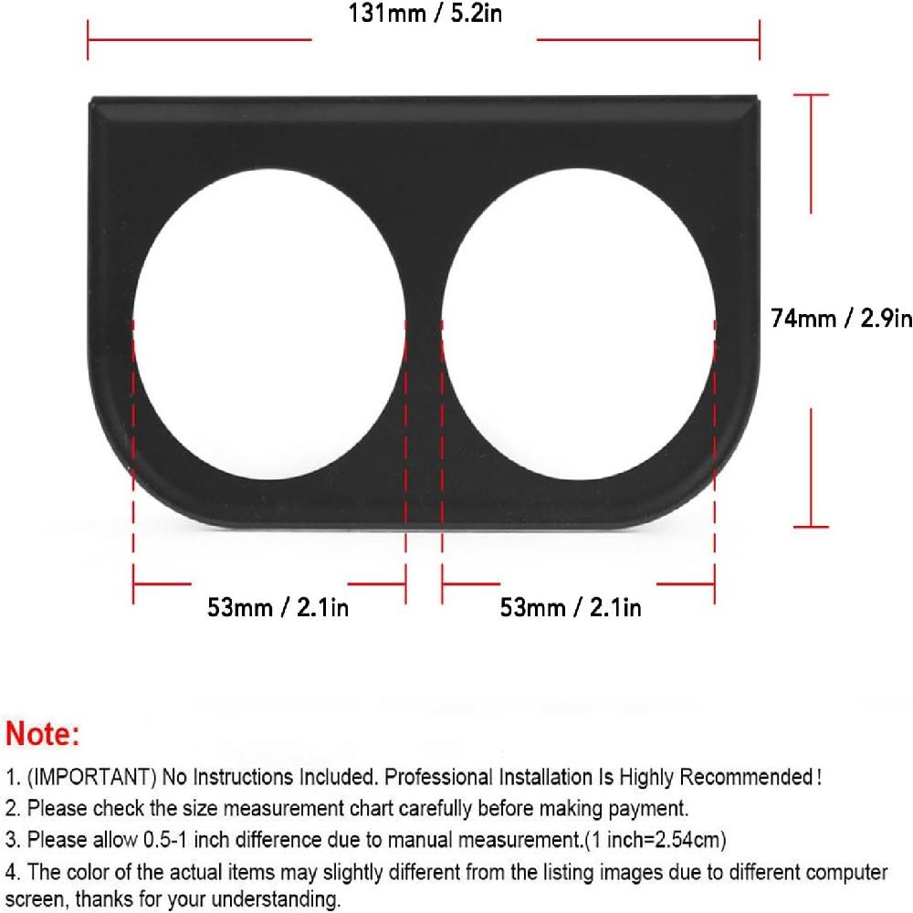 52mm Gauge Holder, 2 Inch FadeProof Dashboard Gauge Pod, Easy To Install For Vehicles (Black)