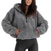 Women' Oversize Hooded Plush Fleece Sherpa Sweatshirt Gray Pepper Salt /