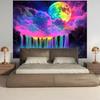 1pc Vibrant Rainbow Waterfall & Galaxy Sky Tapestry - UV Reactive Black Light Wall Hanging Backdrop for Home Decor, Birthday, An