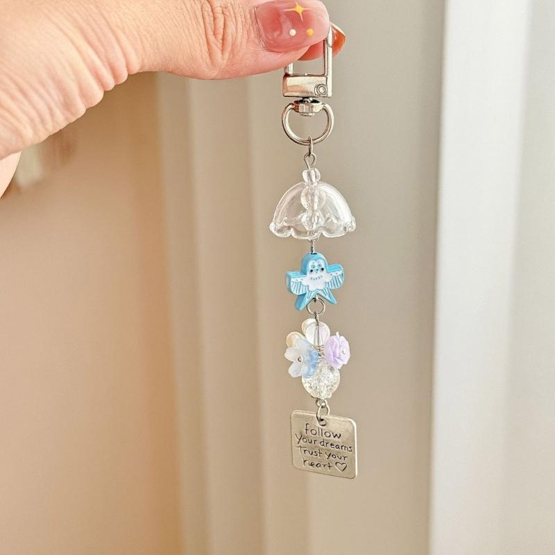 Artistic Kite and Wind Bell Camera Keychain Musical Mobile Chain Resin Craft Ornament For Phone Keys Accessories