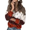Women's Long Sleeve Colorblock Striped Casual Loose Knit Pullover Sweater Top