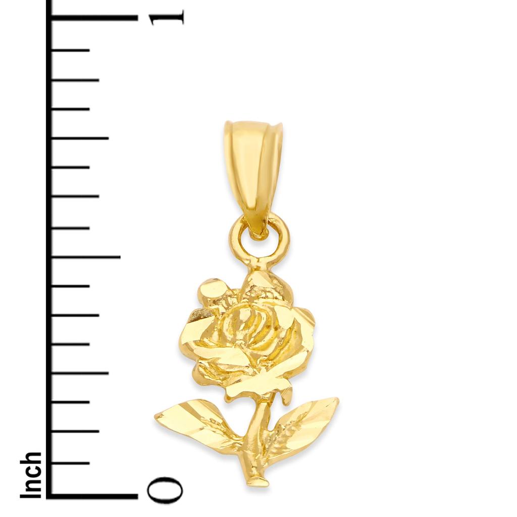10K Genuine Solid Gold Rose Pendant, Jewelry for Her Anniversary Mother's Day Gift