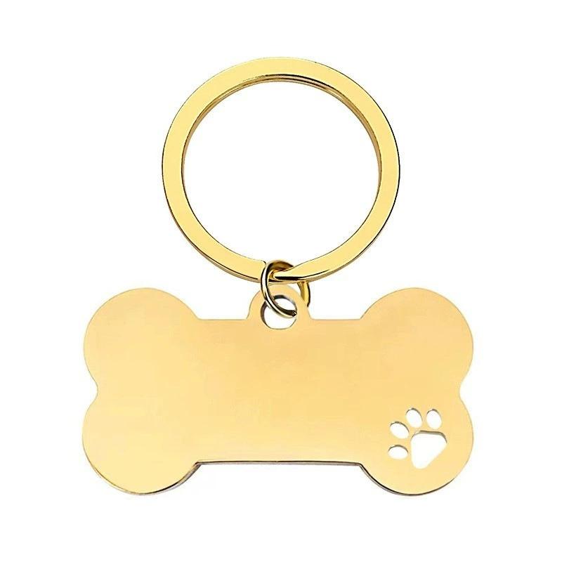 Personalized Pet Tag Keychain Stainless Steel Name Tags Dog Collar Anti-Lost Dog Decoration Bone Style for Pet Nameplate Pendant