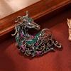 Retro Horse Shape Brooch Rrhinestones Embellished Alloy Brooch Lapel Pin Fashion Jewelry Accessory For Women Clothing