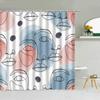 Line Art Shower Curtain for Bathroom Accessories Folding Partition Curtains Bath Bedrooms Houses Rooms Quarto Waterproof FaXT6