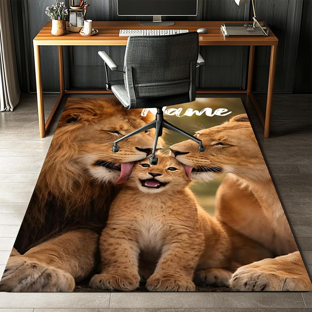 Custom Name Lion Printed Carpet,Rug for Office Chair Living Room Bedroom Kitchen Room Decor Gifts.