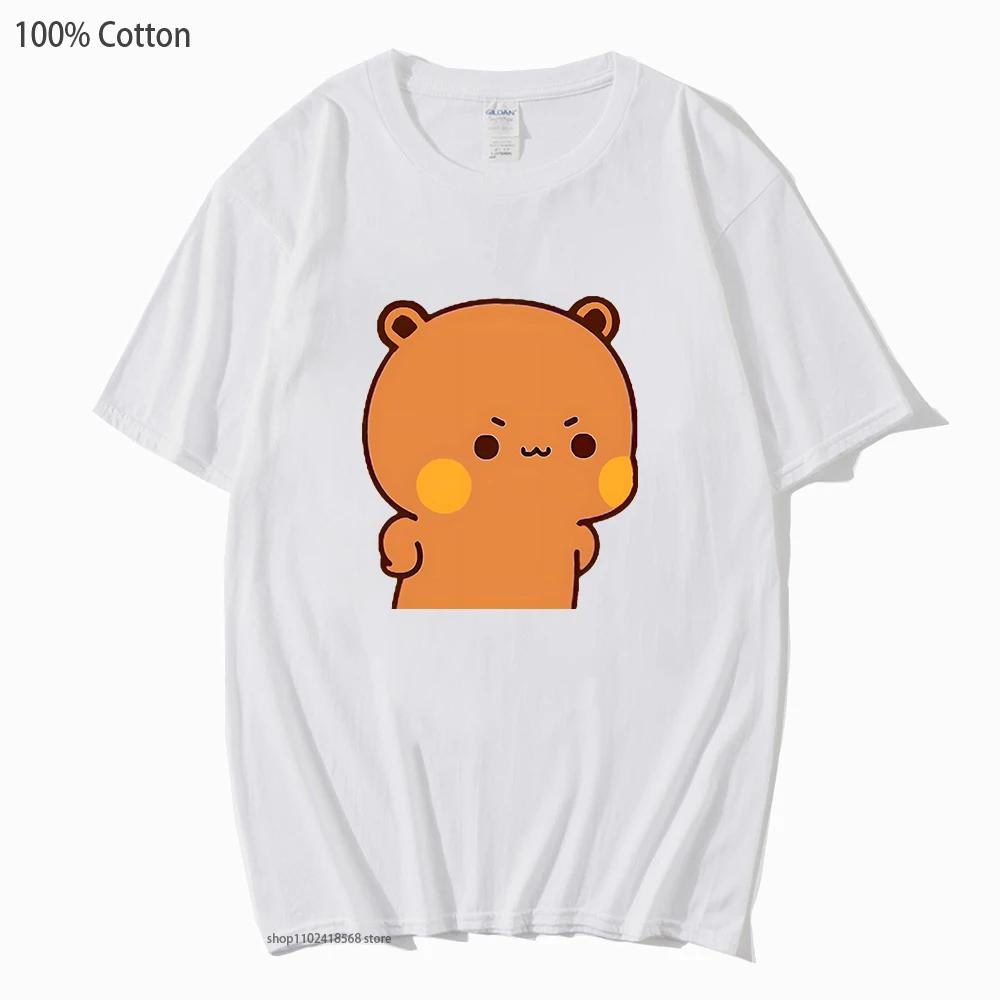 Cute Bubu Is Yelling At Dudu T-Shirts for Men's Shirt Women Couple Clothes 100% Cotton Summer Tees Panda Bear Tops
